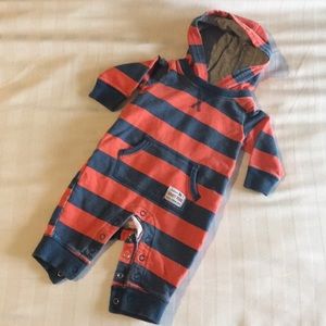 Carter’s striped hooded one piece outfit
